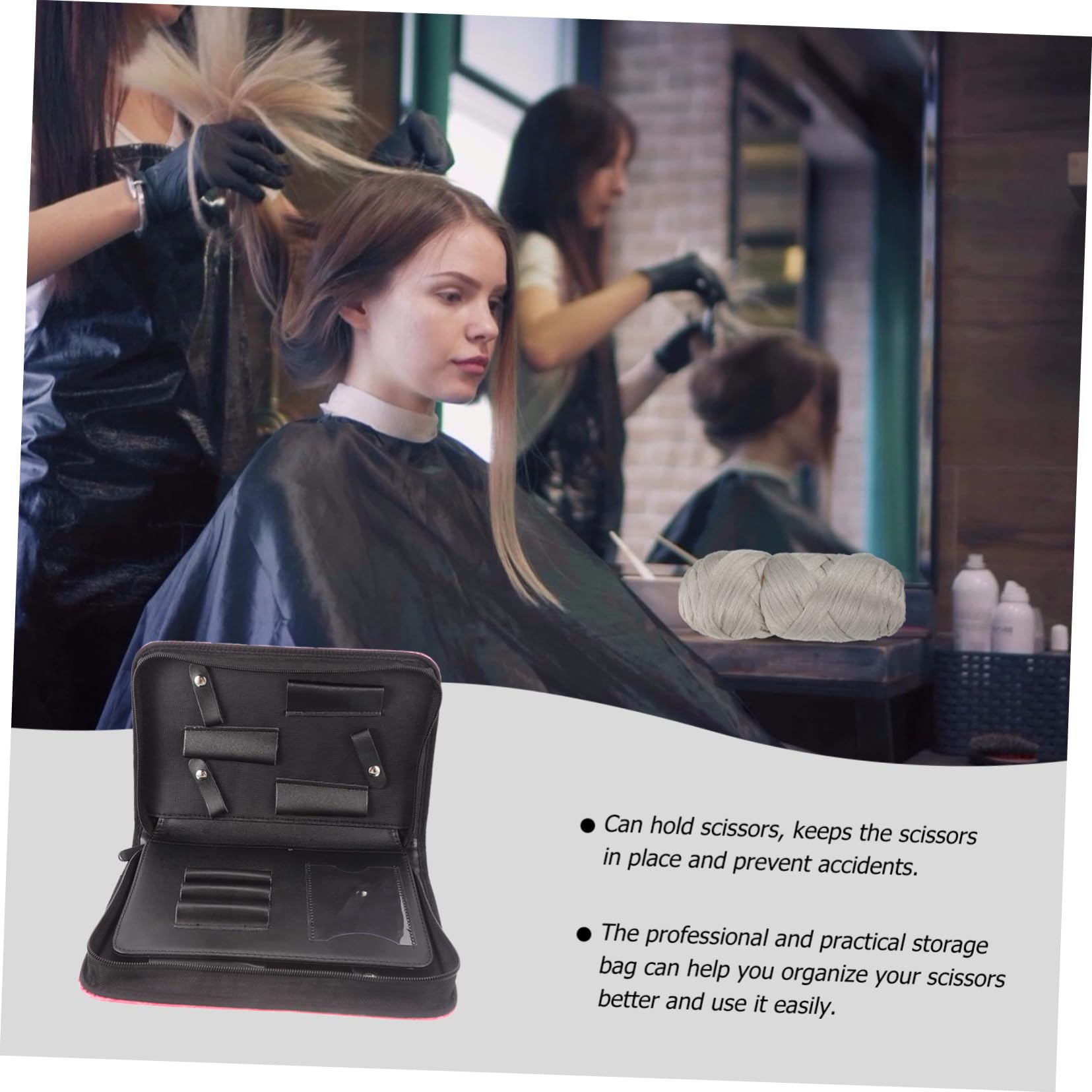 Bolsa para Tijeras de Pelo de PU Rosa Cierre de Cremallera para Peluquería y Barbería, Almacenamiento Seguro Que Previene Accidentes en Salones