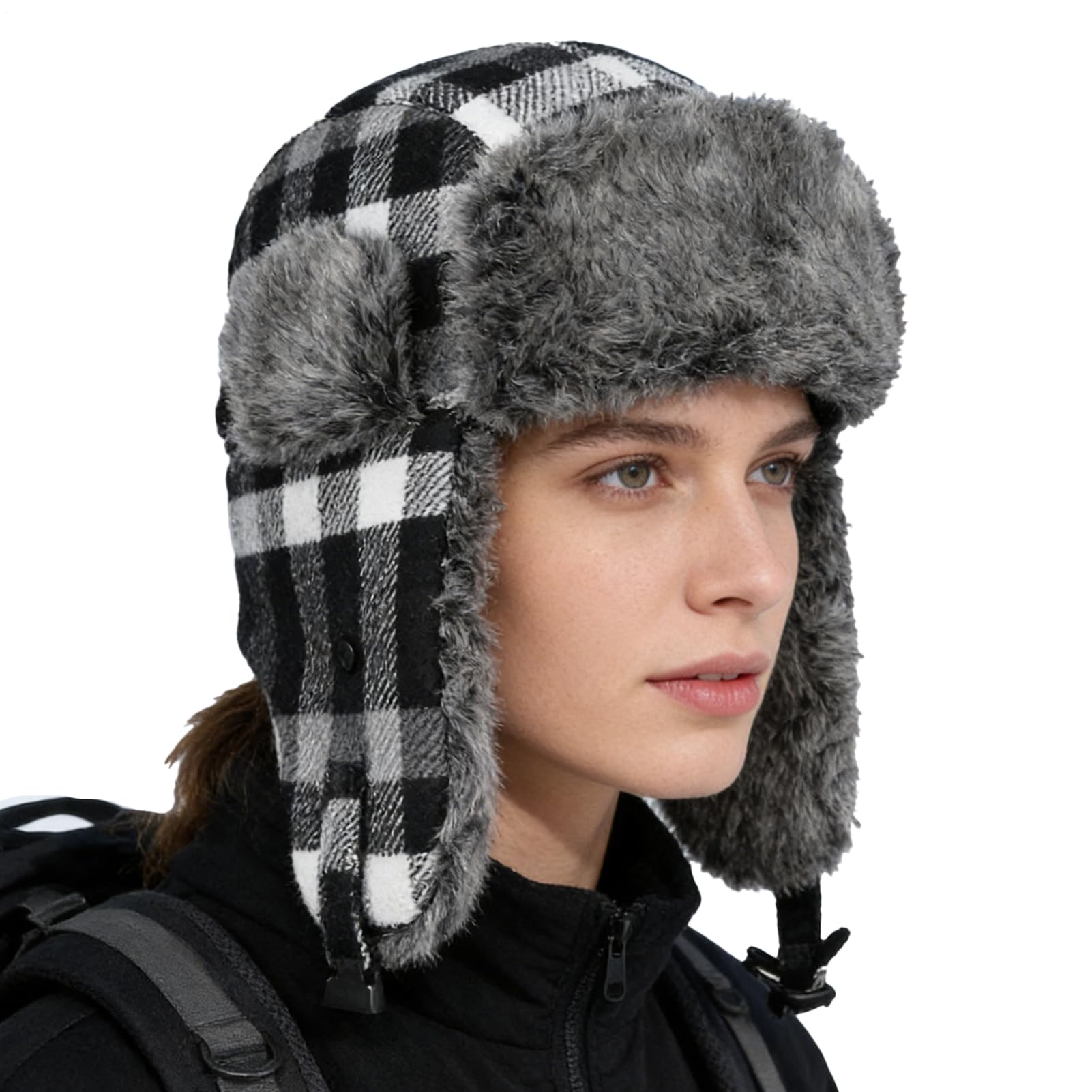 Generisch Berretto Ushanka riscaldato tramite USB, a tre livelli, in peluche | Berretto invernale con riscaldamento USB, per uomini, donne, adulti e adolescenti, per ciclismo, passeggiate e pendolari