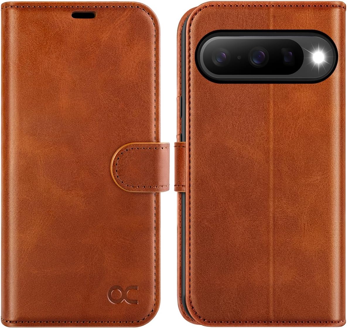 OCASE Compatible with Google Pixel 10 and Google Pixel 10 Pro Wallet Case, PU Leather Flip Folio Case with Card Holders RFID Blocking Kickstand [Shockproof TPU Inner Shell] Phone Cover 2025, Brown