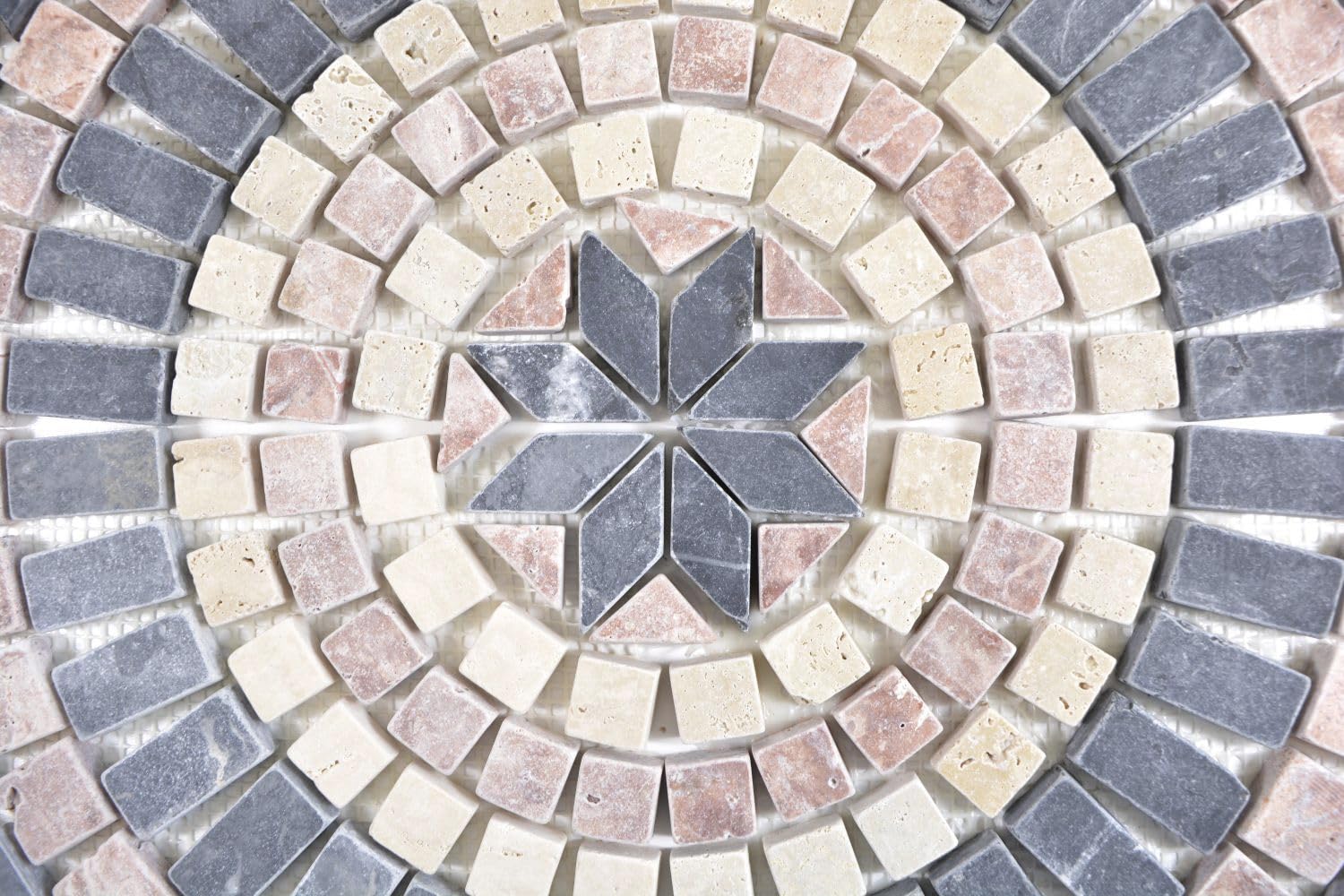 Mosaico de piedra natural grande, travertino, color negro y beige, para decoración de pared, baño, baño, cocina