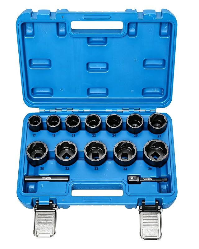 Kit de Soquetes Extratores de Porcas e Parafusos Grandes VEHIRETL VR1002 17–36 mm com Encaixe de 12,7 mm (1/2 pol.) 14 peças