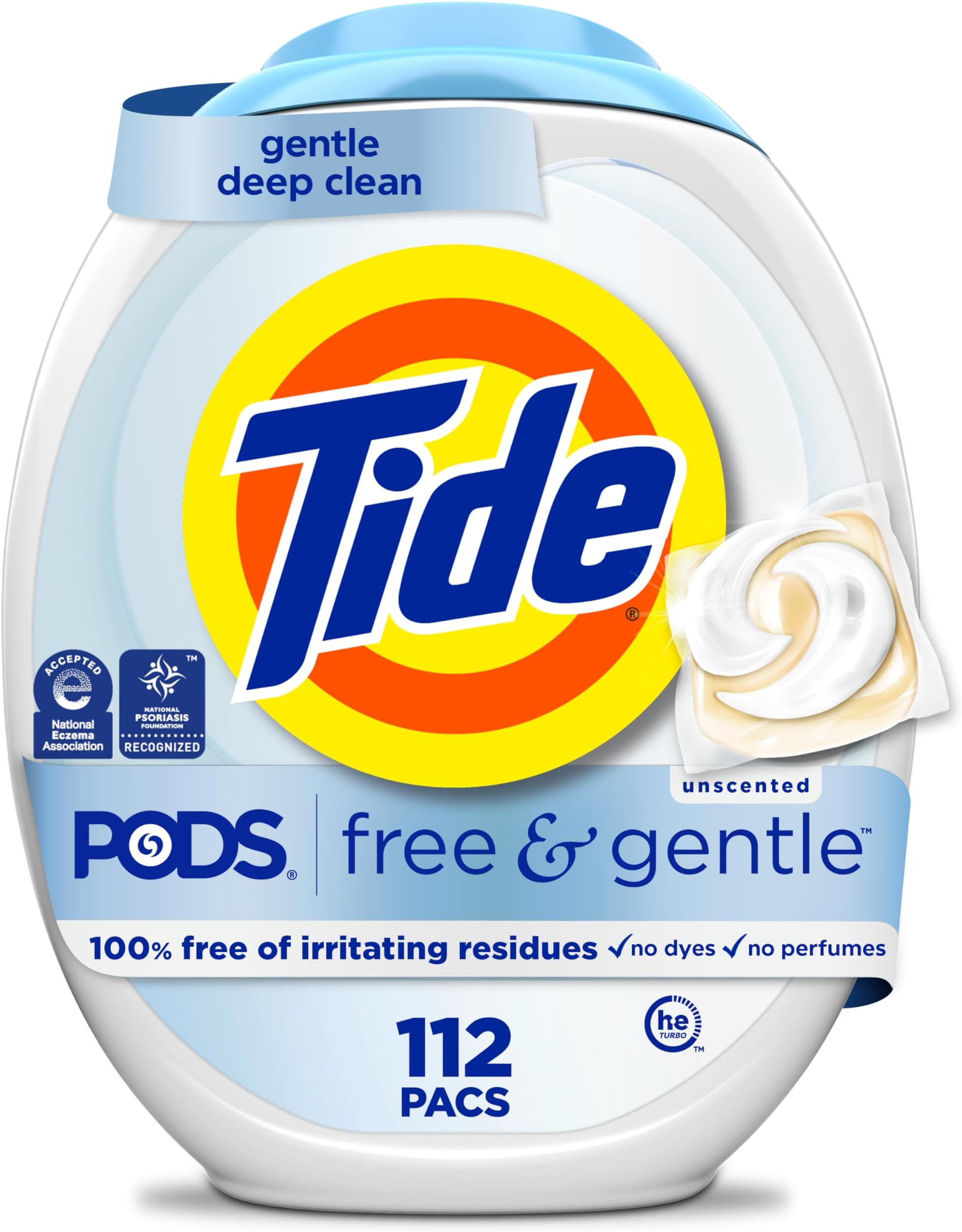 PODS Free & Gentle Laundry Detergent Soap Pacs, 112 Count, Tide PODS Laundry Detergent, Laundry Detergent Pacs, Laundry PODS Detergent