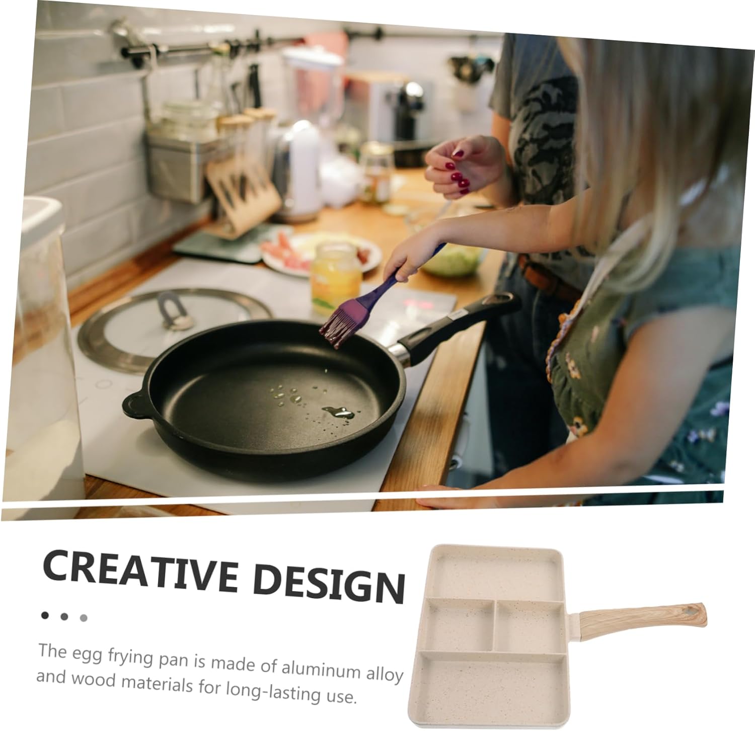 Cabilock Ergonomic Non Stick Egg Pan for Breakfast Multi Function Frying Pan with Premium for Cooking Eggs and Steaks Easy to Clean Granite Finish