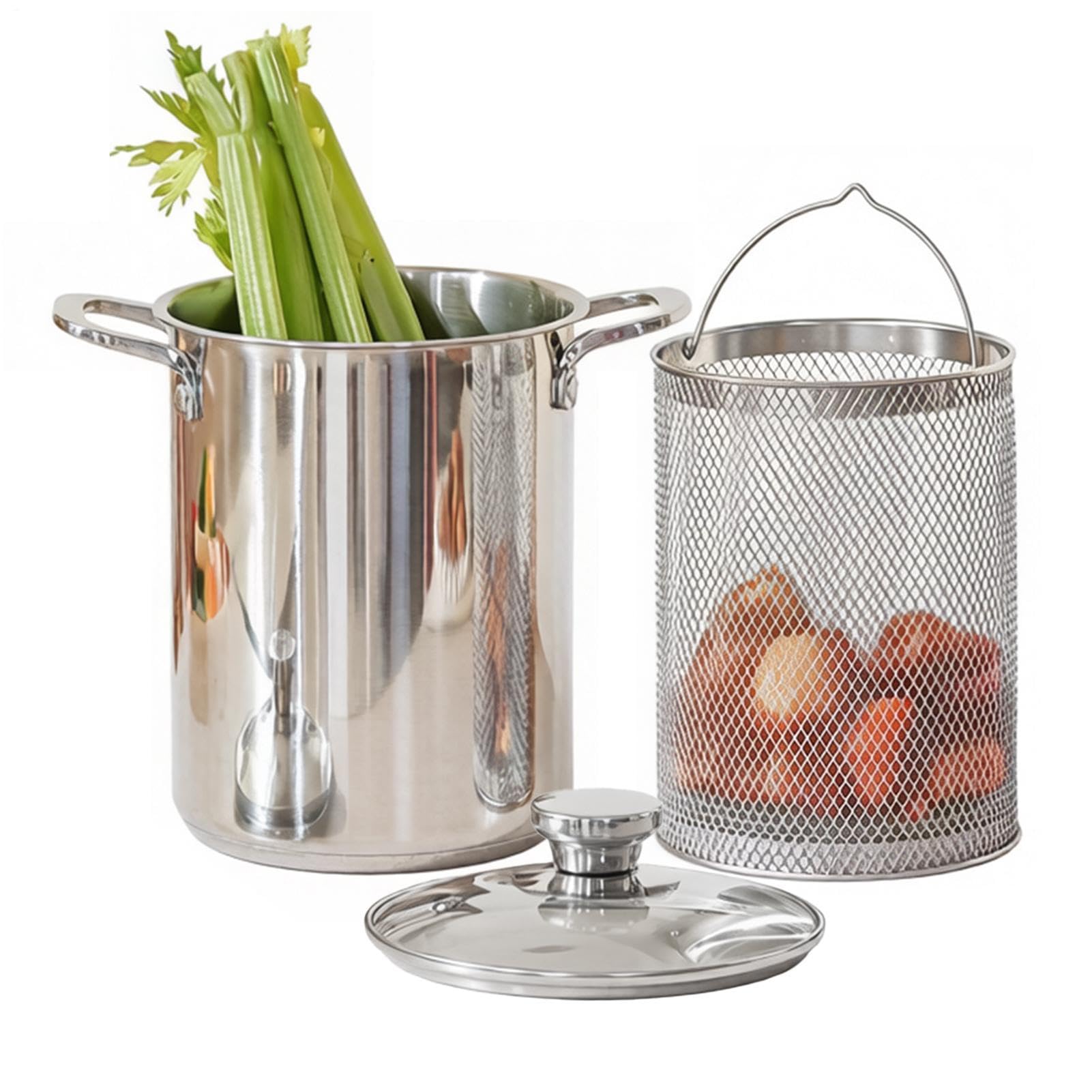 Spaghetti 4 L Edelstahl Koch | zum Frittieren für Hobbyköche, Eltern, Mahlzeitenvorbereitung, Partys, Zusammenkünfte, Veranstaltungen, Feiertage, formelle