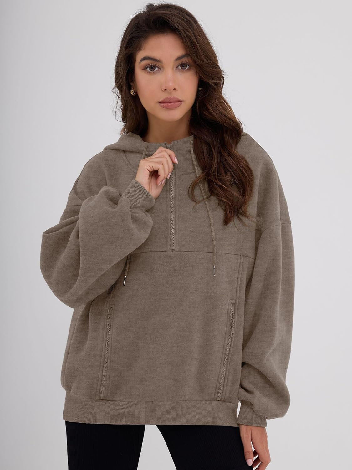 ZAFUL Womens Hoodies Fleece Sweatshirts 2025 Fashion Half Zip Pullover Long Sleeve Shirts Clothes Loose Fit Outfits - Image 2