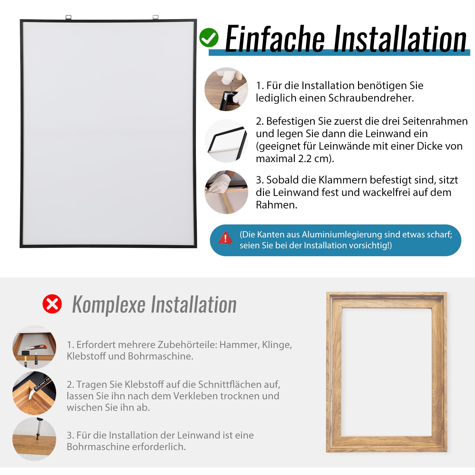 Cornice per giunti ombreggiati per telaio, 50 x 70 cm, telaio in metallo con distanziatori regolabili, effetto profondità (nero, 30 x 40 cm)