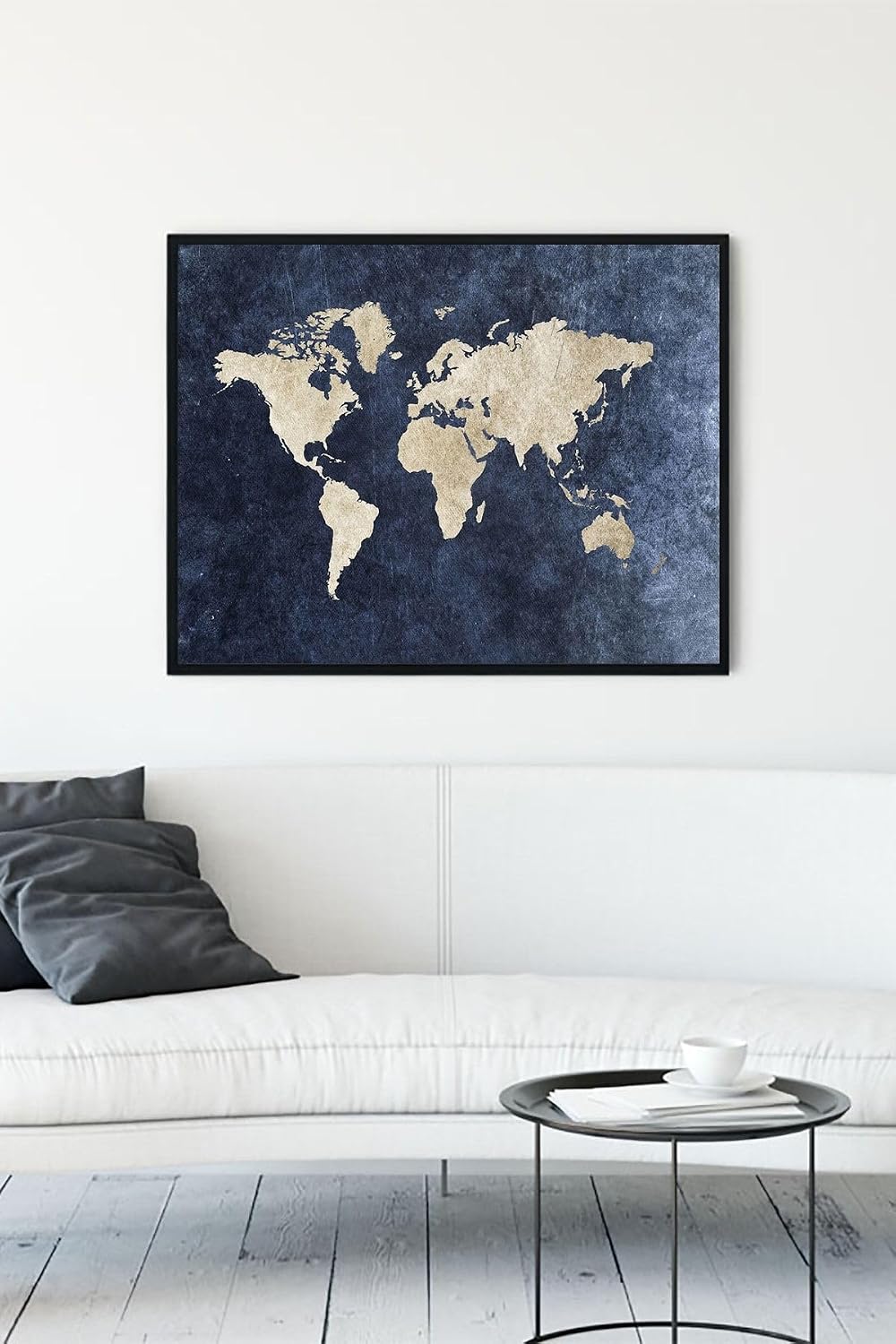 Postermanya (pster12168) Mavi Dünya Haritası Çerçeveli Tablo (40x50cm)