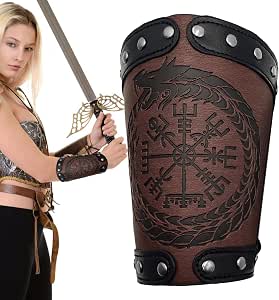 Brassards Viking Midgar Ragnarok, cuir marron ⚔️ Boutique Épées