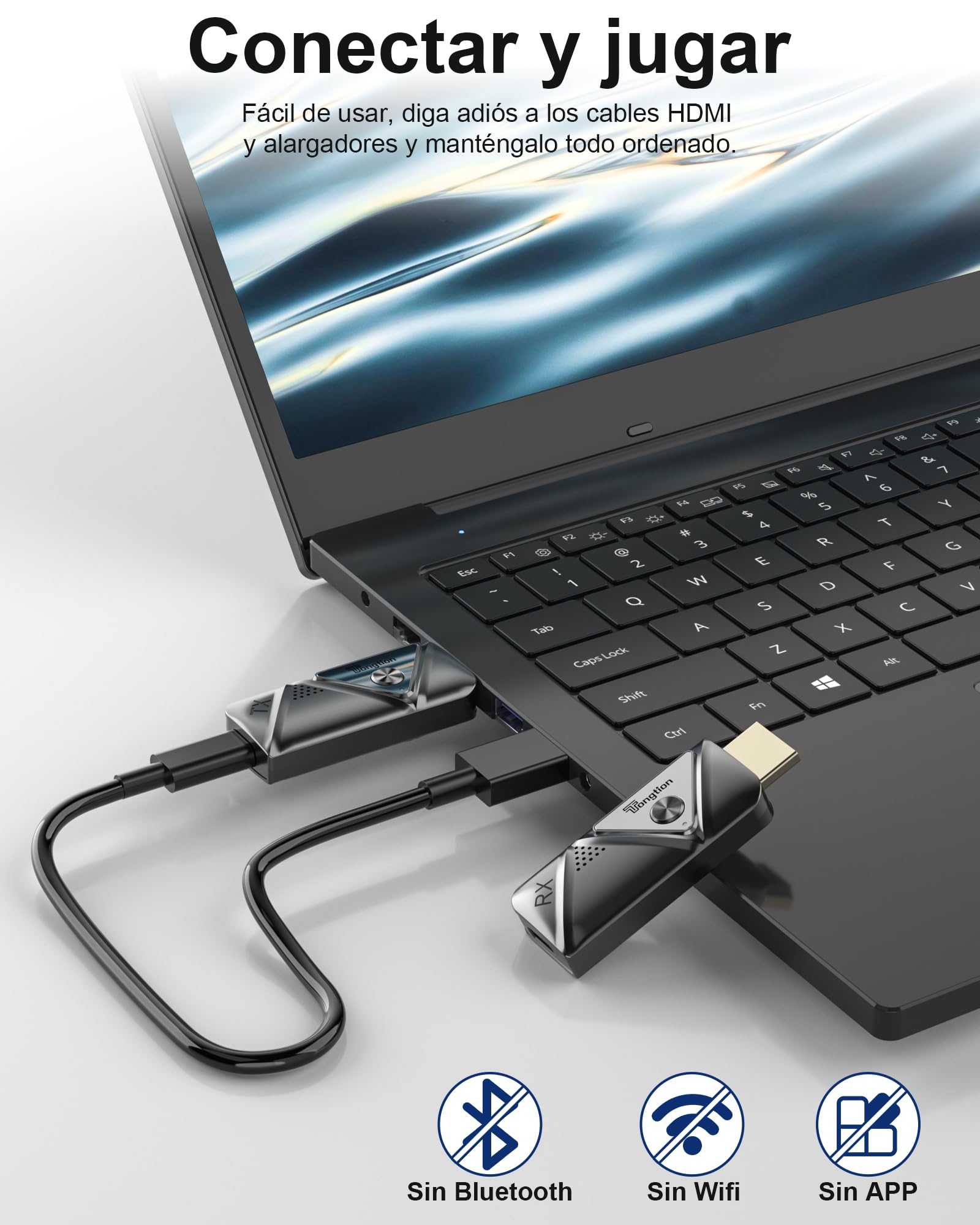 Transmisor y Receptor HDMI inalámbrico, Full HD 1080p para transmisión de Audio y vídeo para computadora portátil, PC a HDTV, Proyector