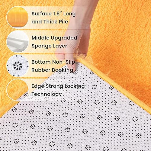 Miniatura 78 de Ompaa Alfombra esponjosa, alfombra mullida súper suave para dormitorio, sala de estar, alfombra grande de felpa de 6 x 9 pies, alfombra de pelo Negro