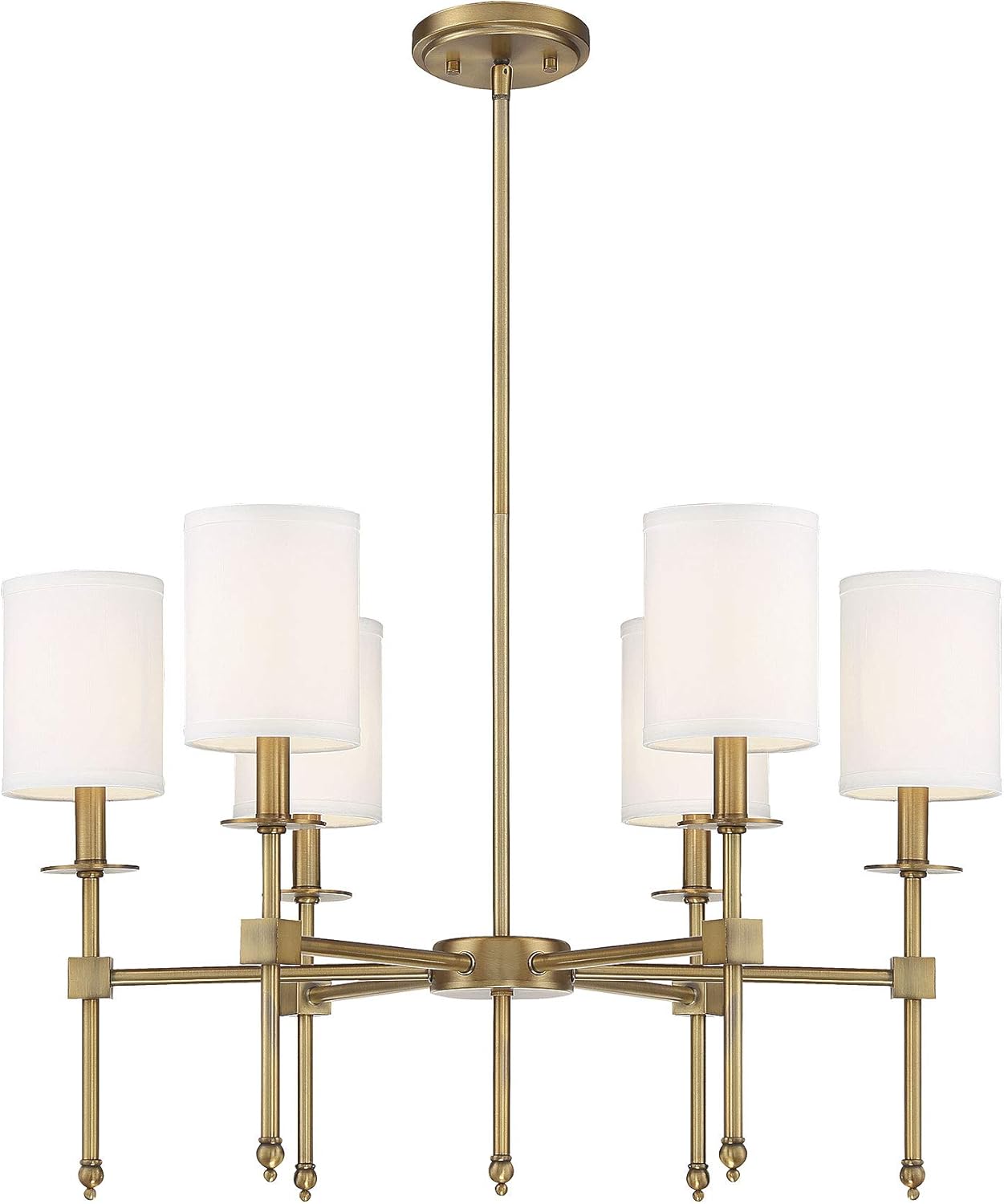Bеѕt Prоmо Savoy House 1-305-6-322 Chatham Updated Classical 6-Light Chandelier with White Fabric Shades in Warm Brass (28 W x 18H)