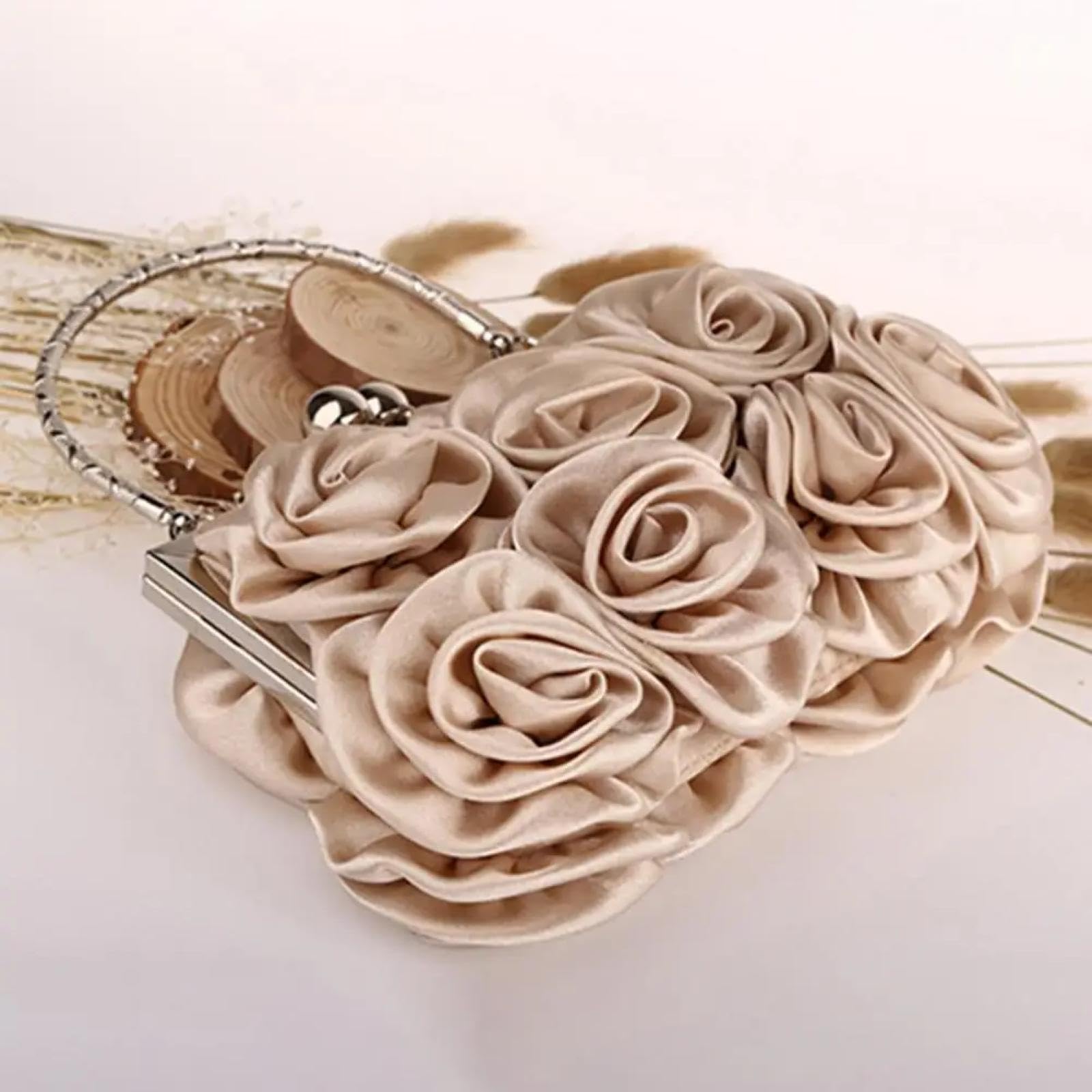 Abendtasche Damen Clutch Frauen Abend Tasche Mode Rose Blumenmuster Handtasche Braut Clutch Tasche Für Hochzeit Abend Party Weiß