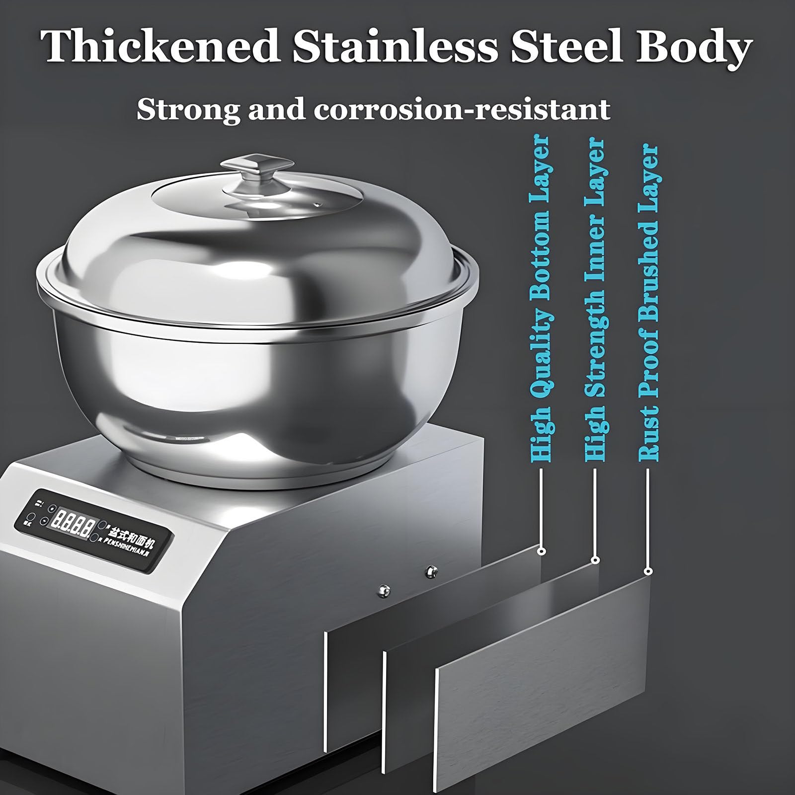 Impastatrice Elettrica, Impastatrice Professionale per Farina, Impastatrice a Spirale per Pizza E Pane, con Funzione di Temporizzazione E Riscaldamento 5kg