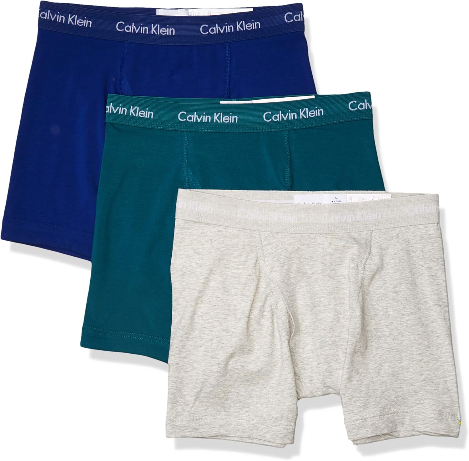 Calvin Klein Men's Cotton Stretch Multi-Pack Boxer Briefs 3 Twilight/Light Grey Heather/Sharp Blue X-Large