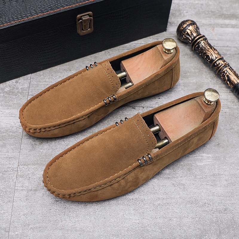 Men's Loafers Shoes Round Toe Suede Vamp Loafer Shoes Anti-Slip Slip Resistant Comfortable Prom Slip-on2