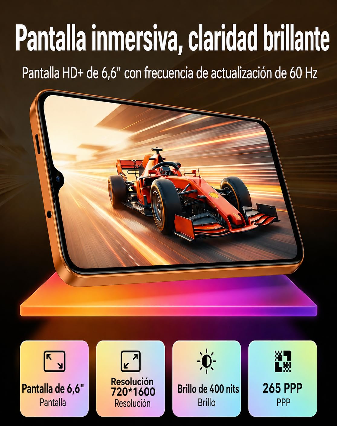 invens Note 15P Smartphone 4G Libre, Móvil Android 16 Go con Pantalla 6,52 Pulgadas, 9GB RAM + 32GB ROM, Dual SIM + TF 256GB, Cámara 16MP+5MP, Face ID, Batería Extraíble 3500mAh, USB-C, Negro