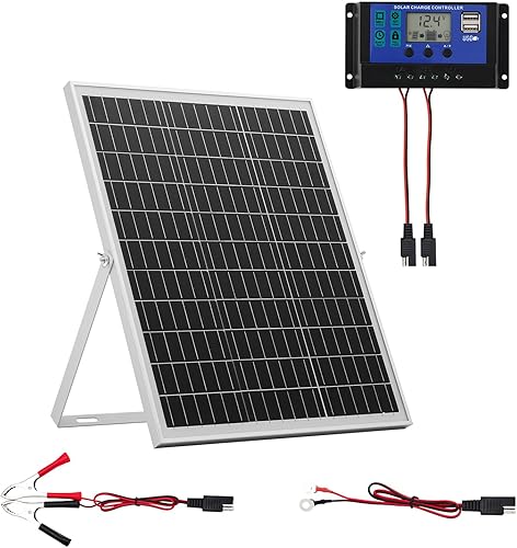 VEVOR Cargador de batería de panel solar de 25 W 12 V, mantenedor de batería solar con controlador MPPT inteligente y soporte de montaje ajustable,