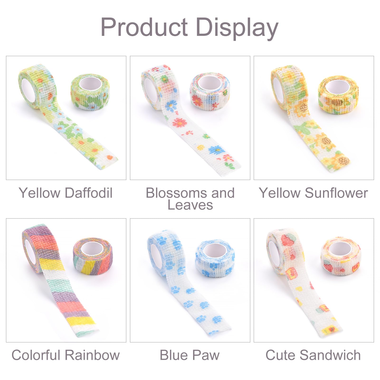 6 Rolls Self Adhesive Bandage Wrap Cute Elastic Cohesive Bandage — Amazon image 2