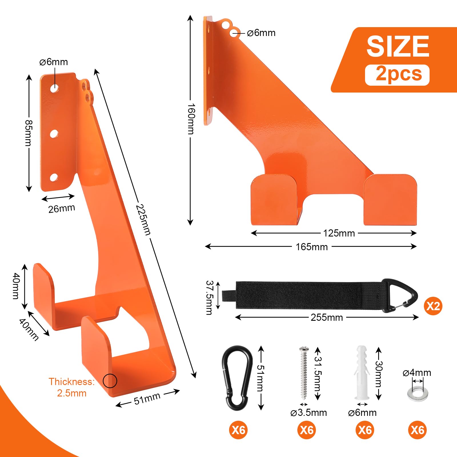 EXLECO Lot de 2 supports muraux pour tronçonneuse - En acier - Pour charge lourde - Compatible avec Stihl Husqvarna Echo