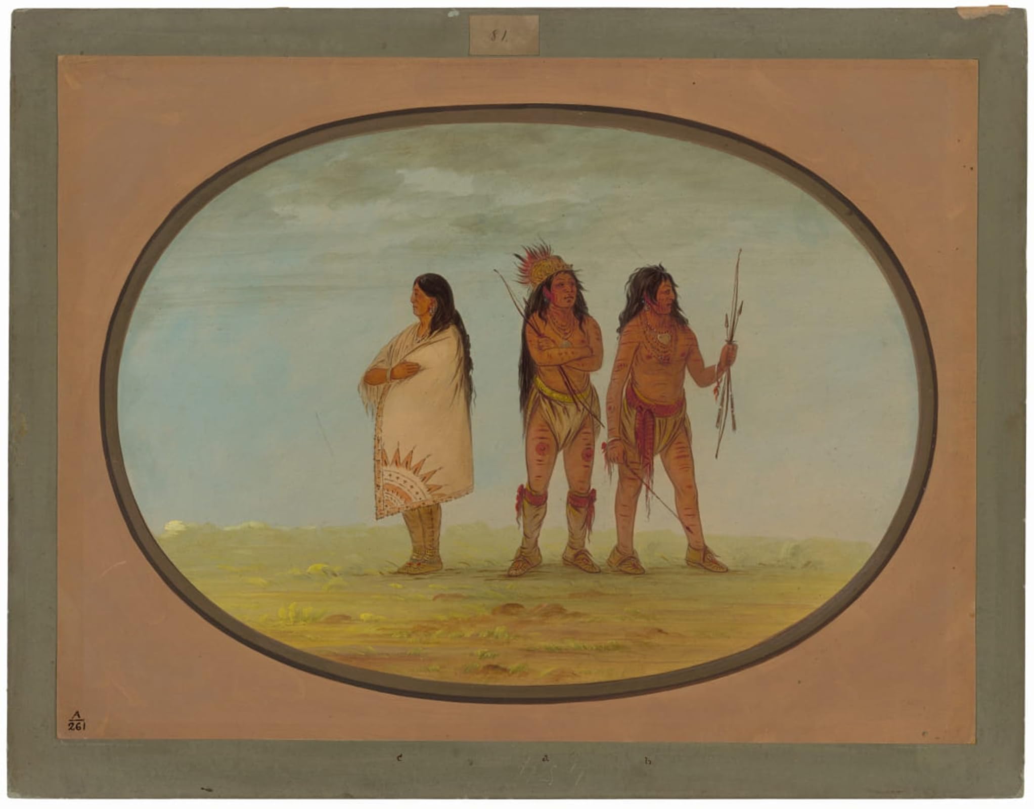 ARTXLXXBN Famous Prints Artwork Pictures Poster Painting Art Three Navaho Indians by George Catlin Artwork Landscape Pictures for Home Decor 60x90cm