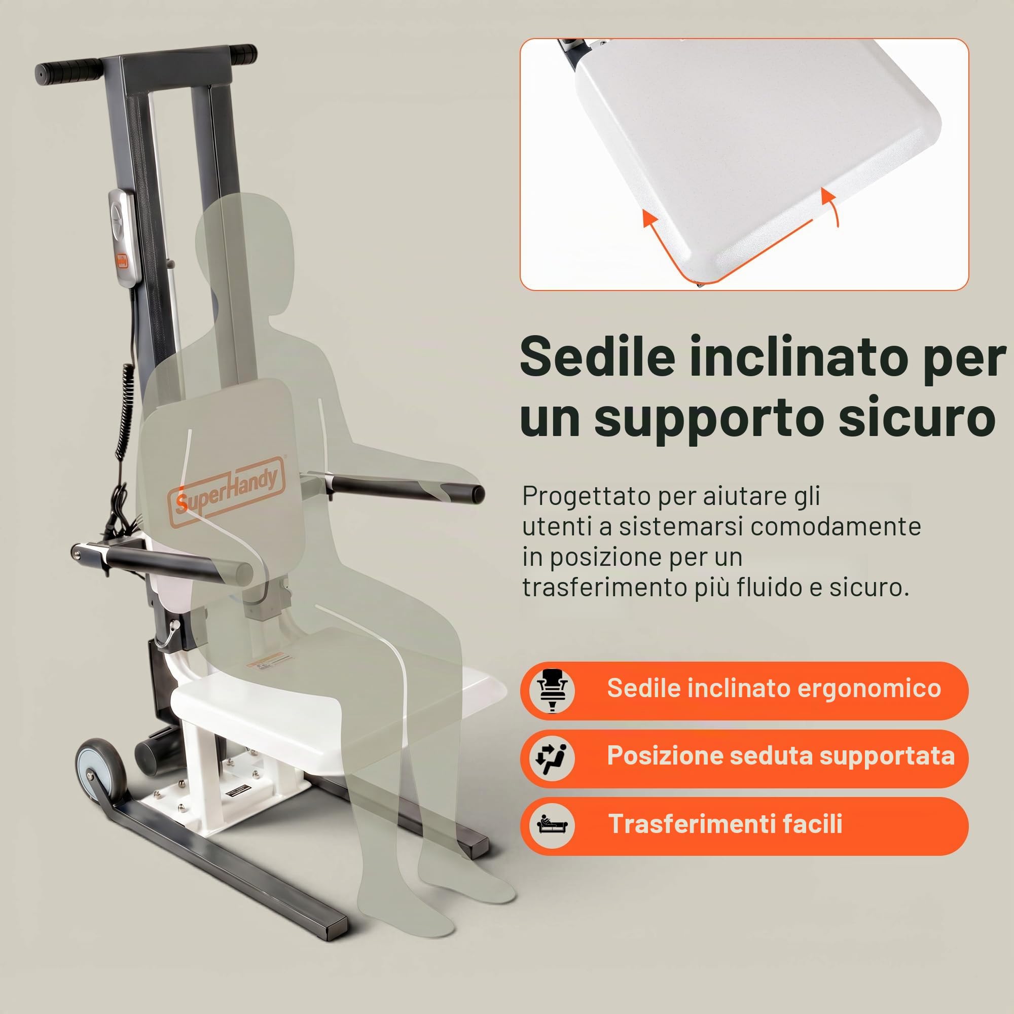 SuperHandy GoRise FS Sollevatore elettrico terra-in-piedi, portata 227 kg | assistenza alla posizione eretta, design portatile e regolabile, ergonomico e facile da riporre;Brevettato