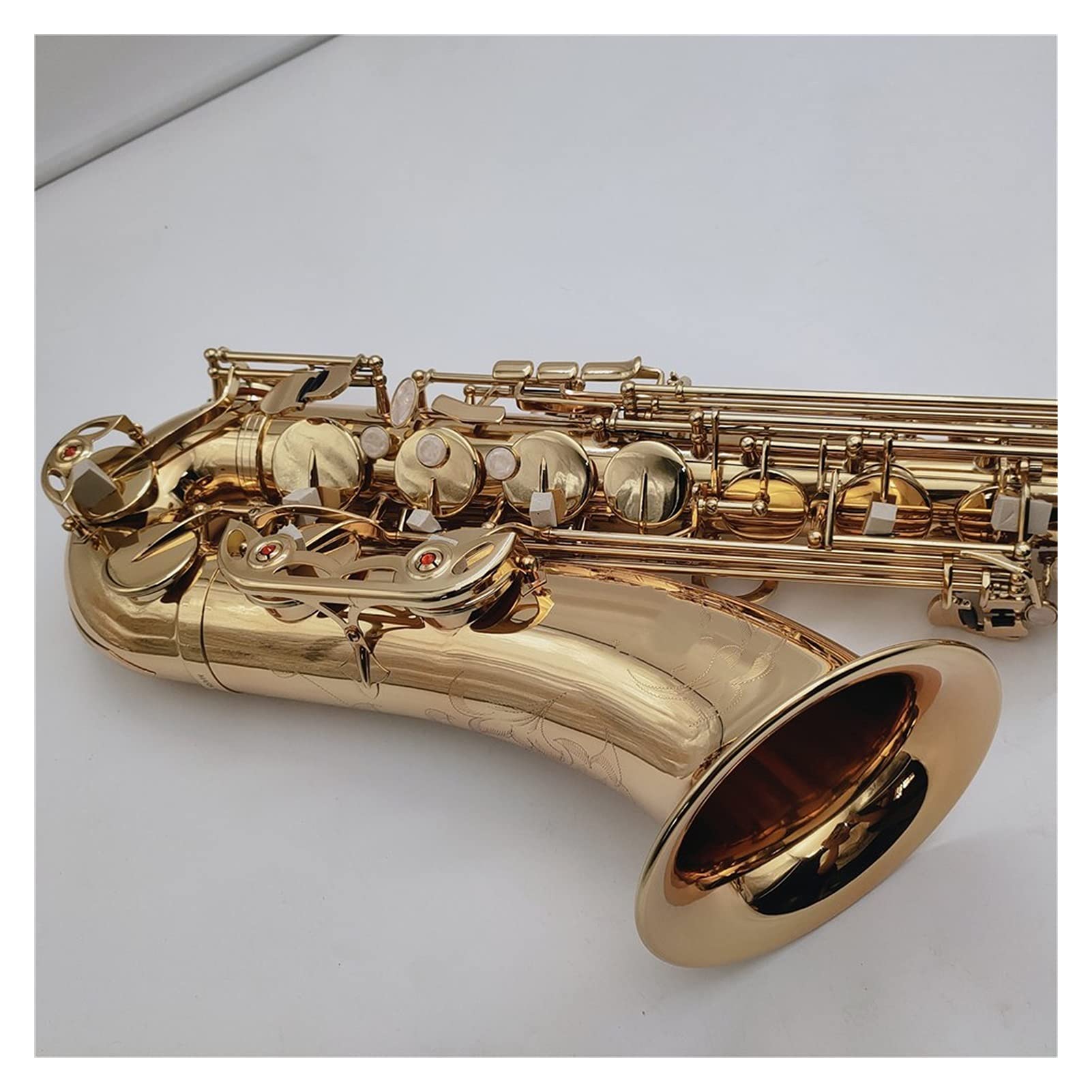 Strumento di Legno Tenor Sassofono BB Tune in Ottone Placcato Laccato Oro con Cassa Sassofono (Color : Light Green)