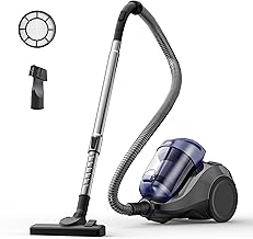 Aspiron Canister Vacuum Cleaner, 1500W/28KPA Bagless Vacuum Cleaner, Anti-Allergen HEPA Filter, 2.5QT Dust Cup, 2-in-1 Crevice Tool, Low Noise, Corded Vacuum for Hard Floors,Crack,Tiles