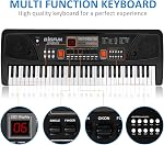 M SANMERSEN Piano pour enfants, piano clavier 61 Clés Pianos claviers avec LED Affichage Microphone Dual Speakers AUX-in Jack Music Book Bracket Jouets de piano pour 3-12 ans Vieux garçons filles