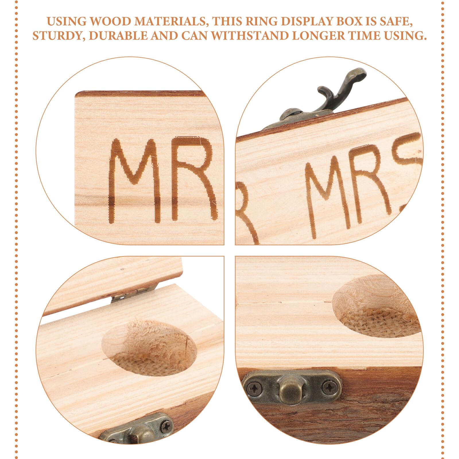 NOLITOY Caja para Anillos de Madera Rústica Estuche Compacto para Anillos de Boda y Compromiso Joyero Decorativo Campestre Diseño Resistente y Ligero para Ceremonia