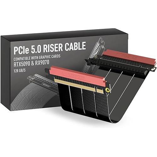 LINKUP PCIE 5.0 Riser Cable | for Vertical GPU Mount | ITX Double Reverse | Graphics Card GPU Ready | Usable with PCIe 4.0 & RX9070/ RTX5090 | 18cm (Total Length: 20.2cm)