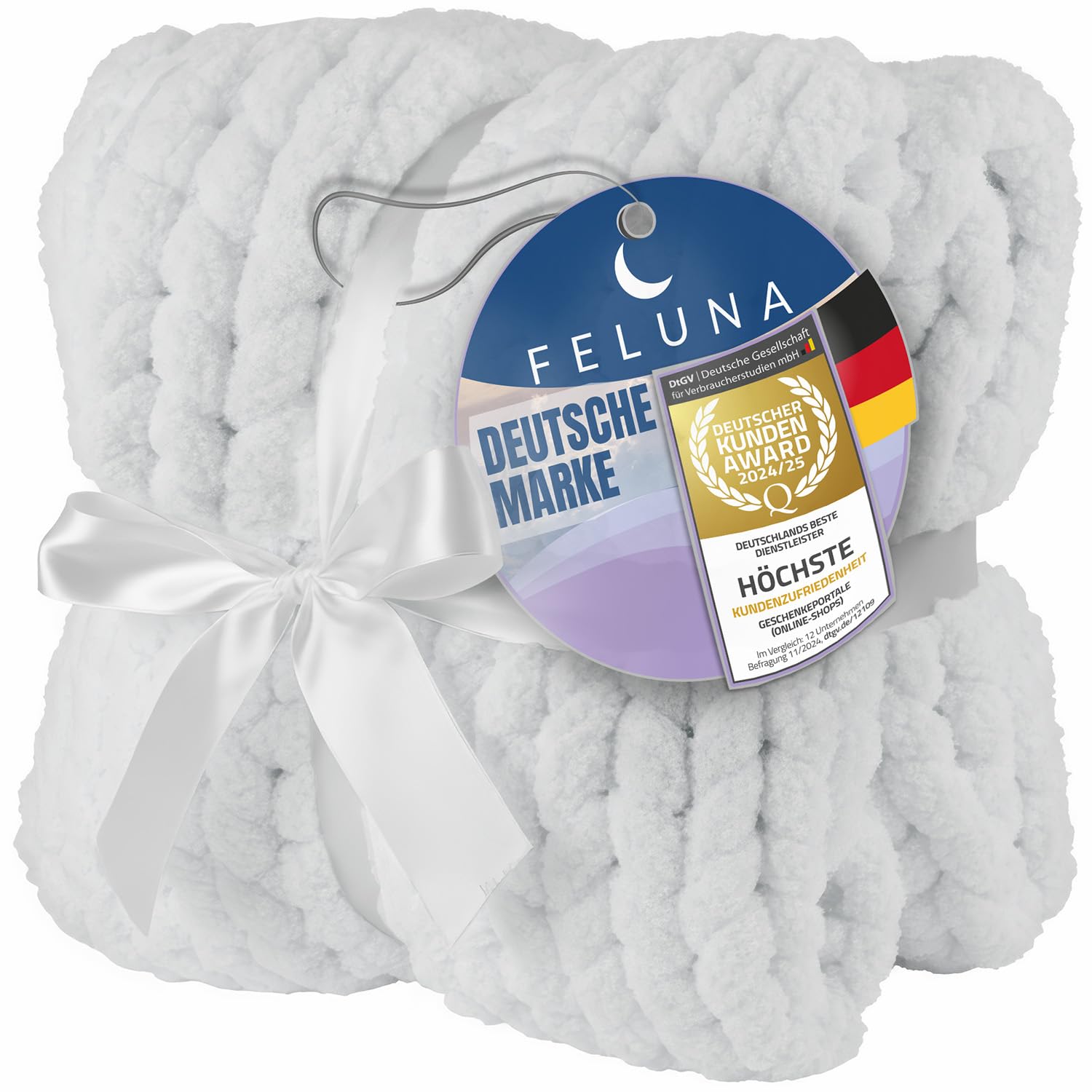 Couverture à grosses mailles plaid douillet tricoté blanc Feluna L