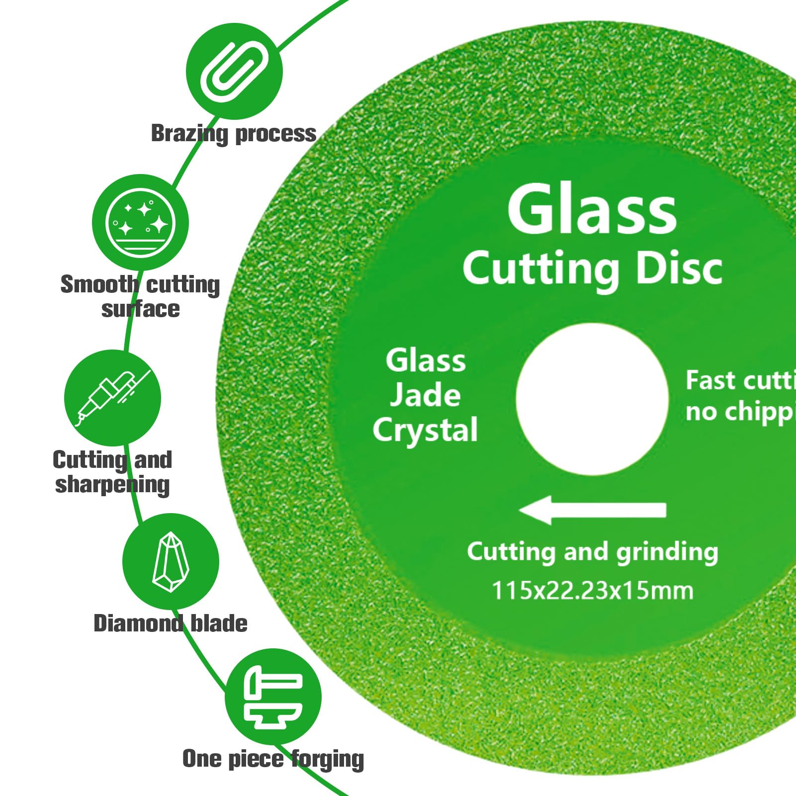 2 Pcs Glass Cutting Disc 115x15x22.23mm, Tile Cutting Disc Diamond Saw Cutting Blade Angle Grinder - Image 4