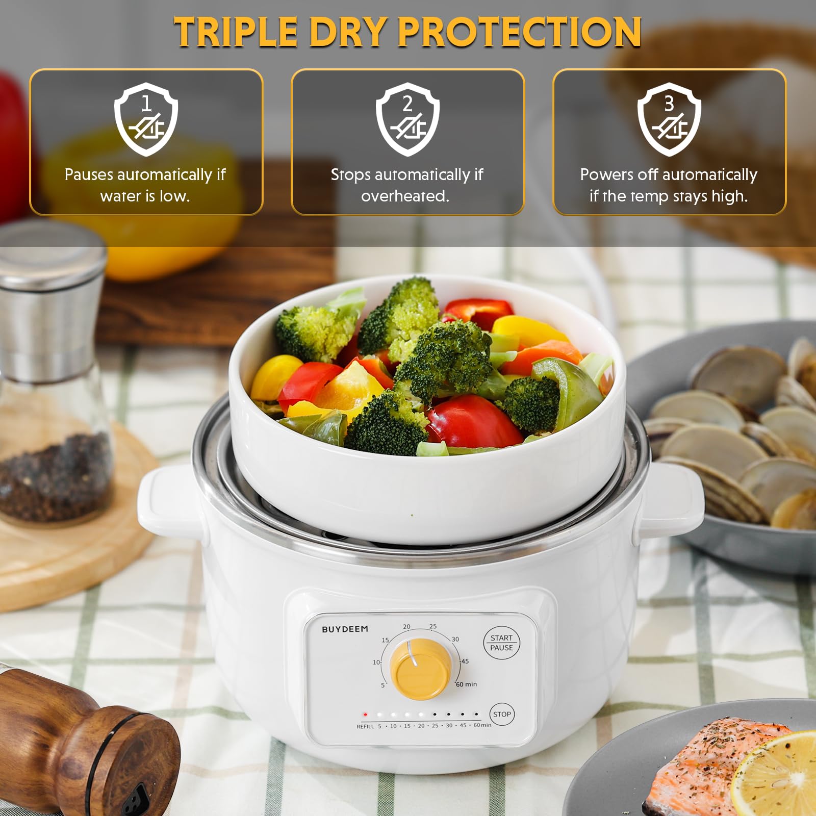BUYDEEM G32 Electric Food Steamer - Healthy Cooking -6 BUYDEEM G32 Electric Food Steamer - Healthy Cooking -6