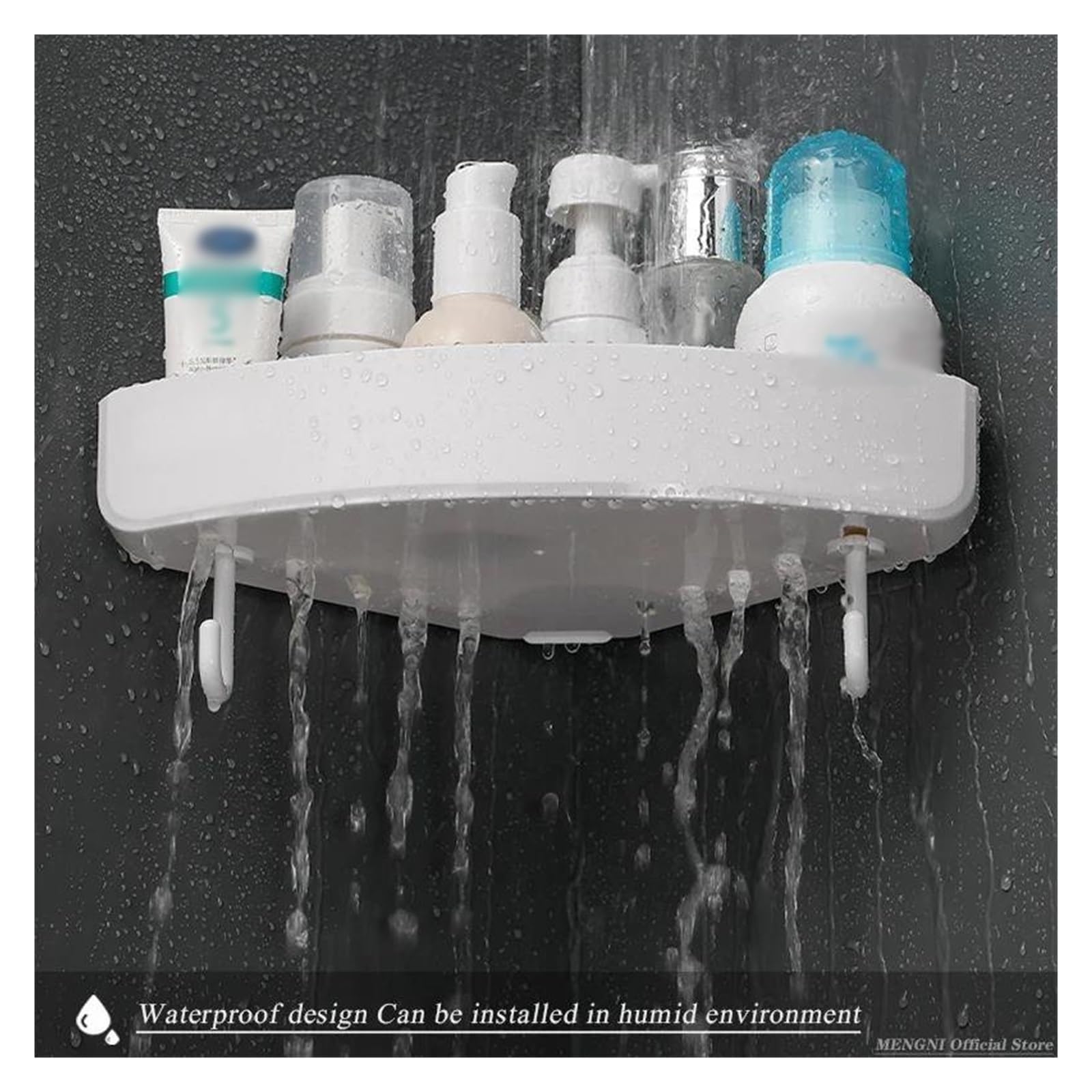 Mensole angolari per bagno, organizer da cucina, scaffale da parete per shampoo e doccia, set di accessori da bagno (triangolo con gancio)