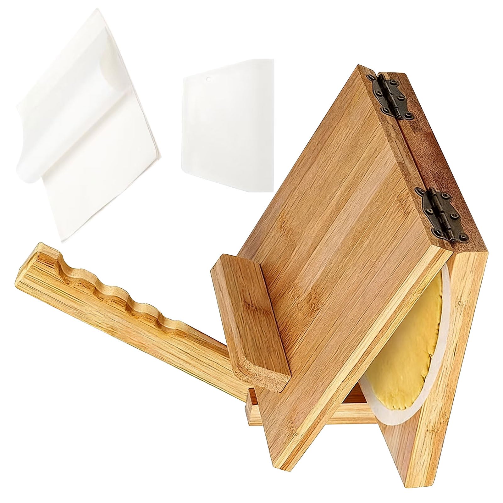 YWLUUOO Large Wooden Dough Press with Stainless Steel Hinges for Homemade Corn Flatbreads and Wraps Friendly Wrap Press