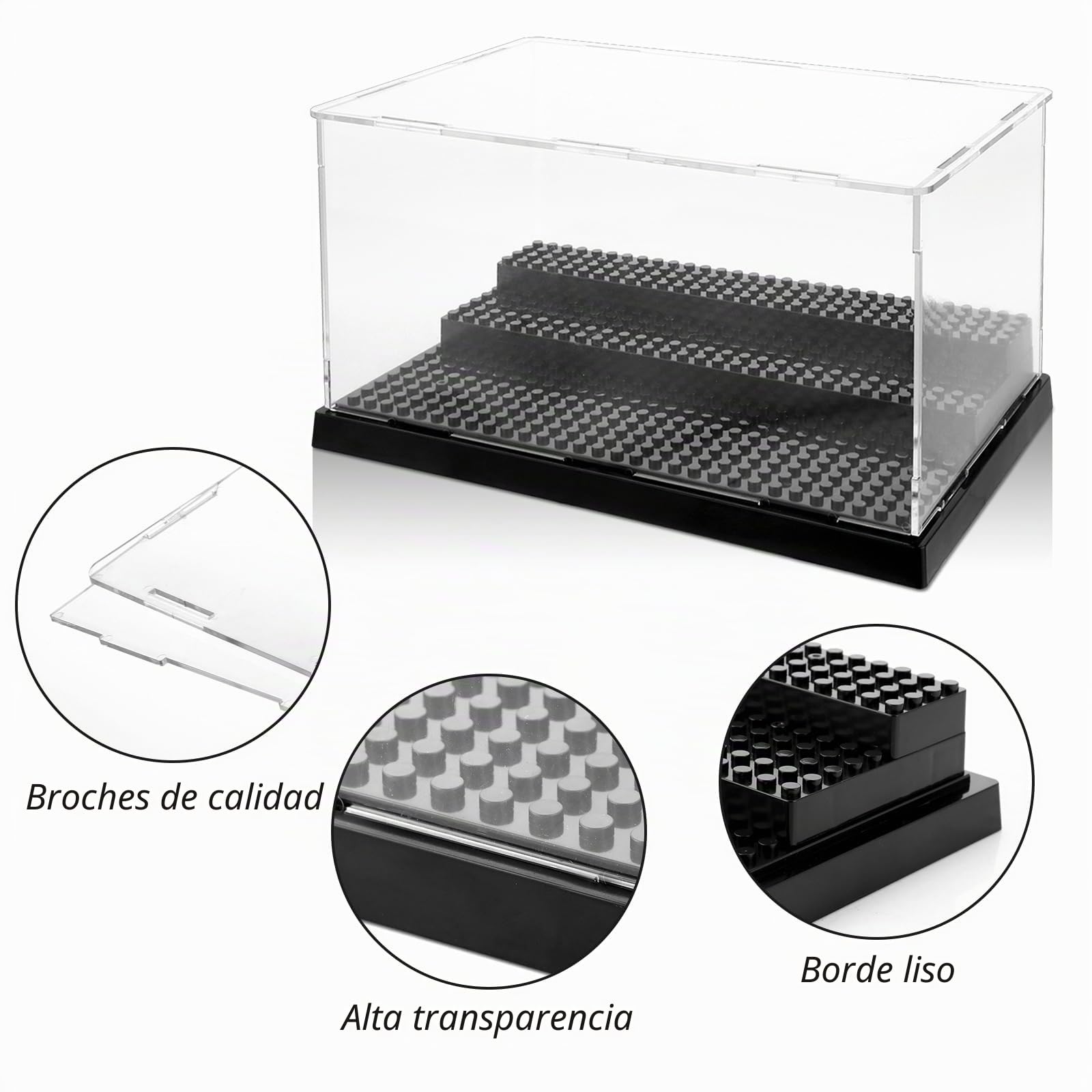 Pack de 2 Vitrina Expositora, Vitrina para Colecciones de 3 Niveles 25x15,5x14 Cm, Expositor Metacrilato Negro para Figuras Coleccionables y Miniaturas