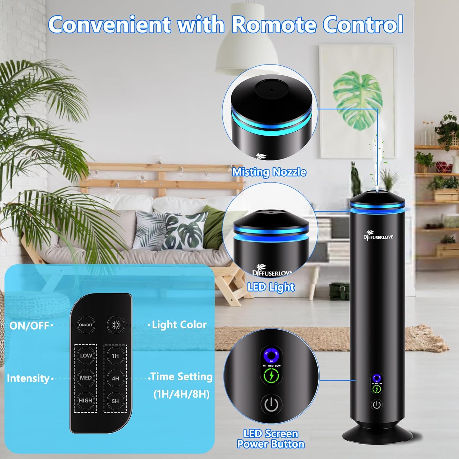 Diffuserlove Full Metal Body Waterless Scent Diffuser with 5 Hotel Scent Oils Hotel Collection Diffuser Waterless Aromatherapy Essential Oil Diffuser UP to 2000 Sq Ft Coverage for Home Office - Image 3