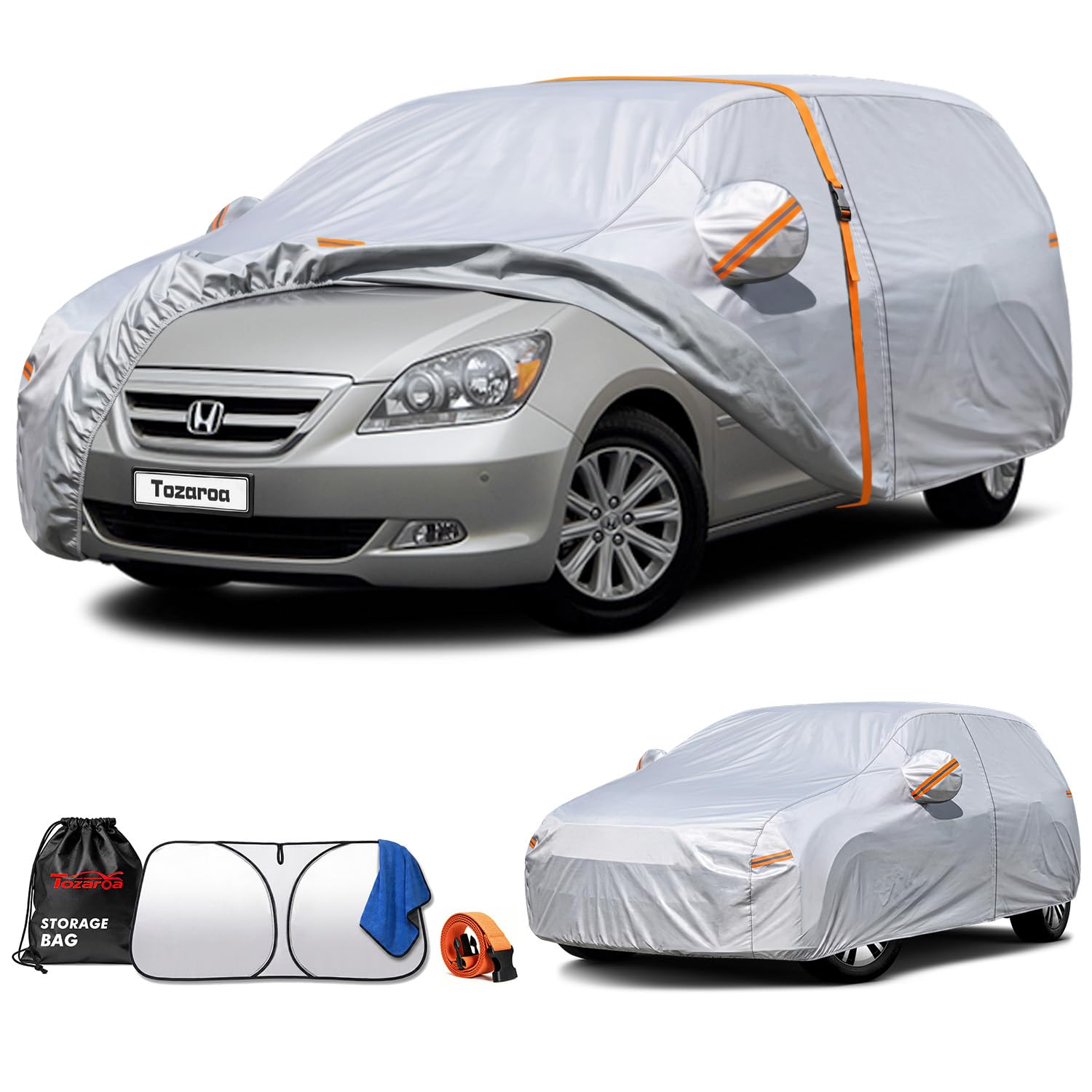 Car Cover Waterproof All-Weather,Heavy-Duty Outdoor Full Exterior Automobiles Sedan/Coupe (Length 186-193 inch) with Windshield Sun Shade Universal Fit Ford Mustang,Chevy Camaro/Corvette etc — view 16