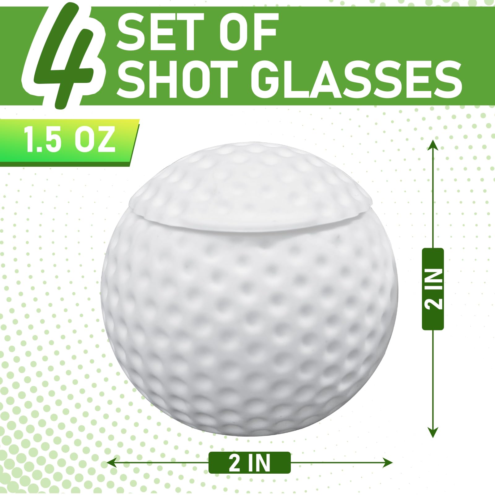KOLUTI 4 Pack Silicone 1.5oz Golf Ball Shot Glasses, Small Funny Juice Drinking Golf Ball Shaped Shot Glass with Lid, Golf Birthday Festival Themed Gifts Set for Men Golfers, White