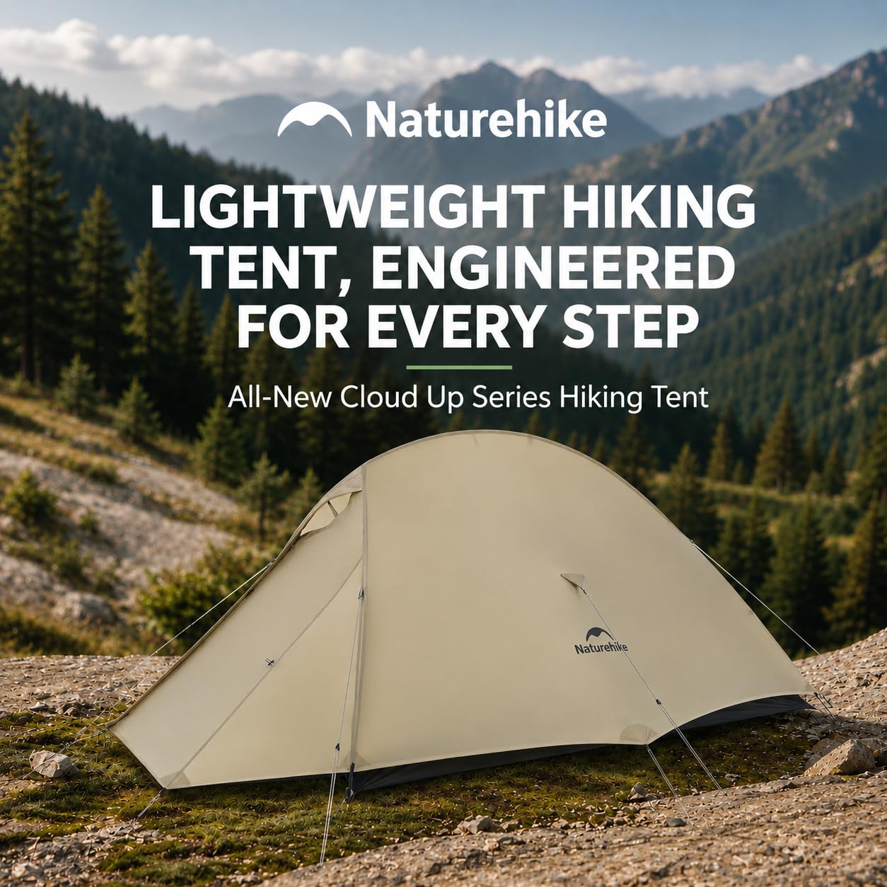 Naturehike Cloud Up Pro - Tenda leggera per 2 persone, con orlo, autoportante, ultraleggera, da campeggio, escursionismo, tenda per due persone