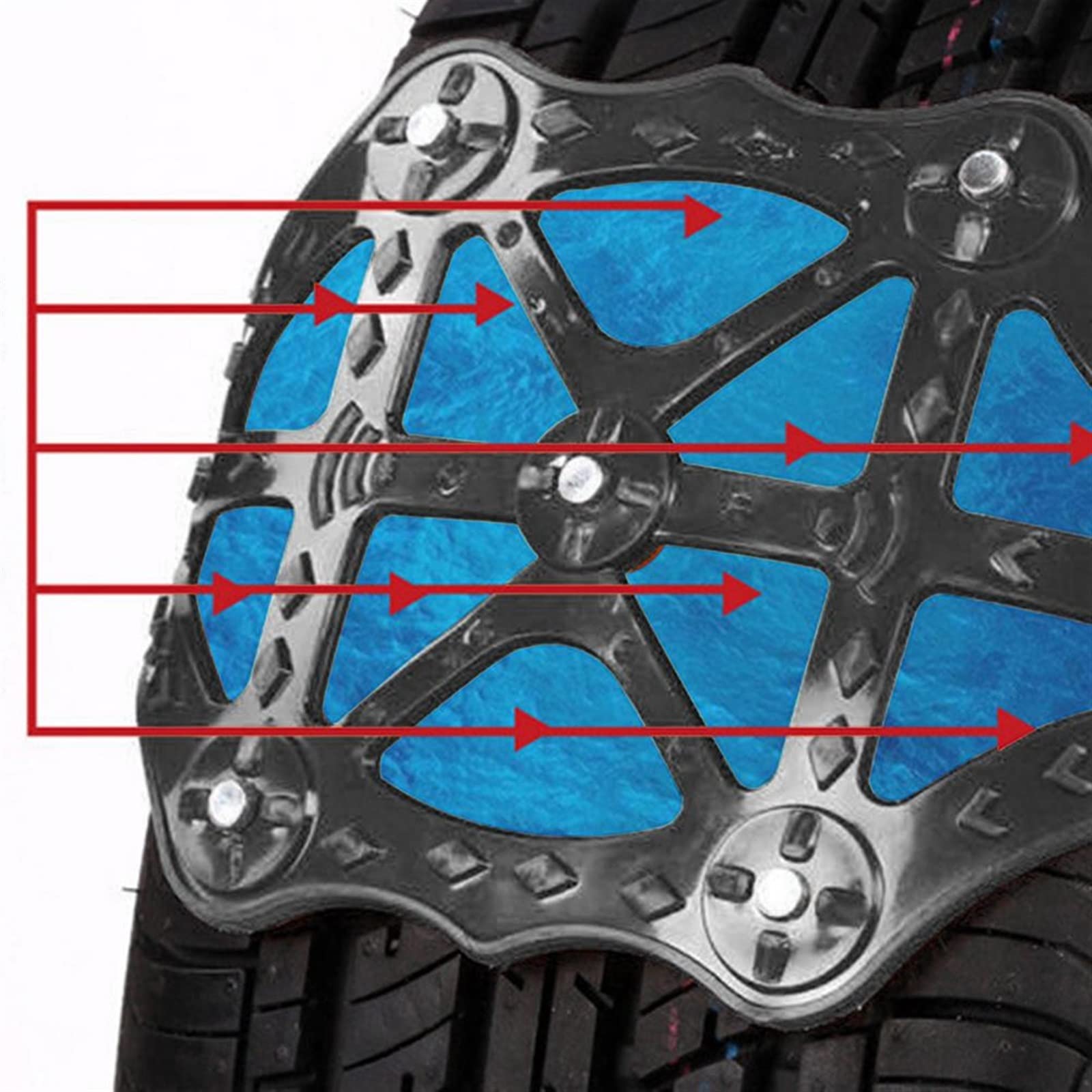 Cadenas de nieve ajustables, Cadenas de nieve for coche TPU negras 36,5x55cm