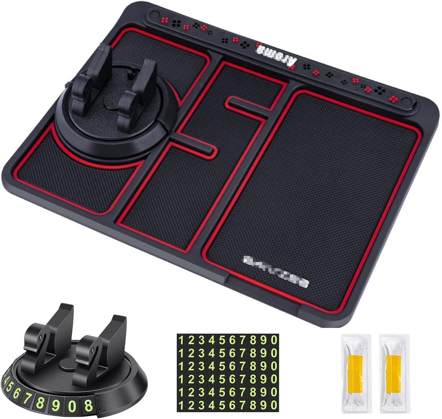 New Car Dashboard Fragrance Matt Non Slip Anti Skid PVC Pad Mat with 360 Degree Rotating Phone Holder Stand Mount Rubber Mat for Idol, Coins Keys, for All Universal Cars