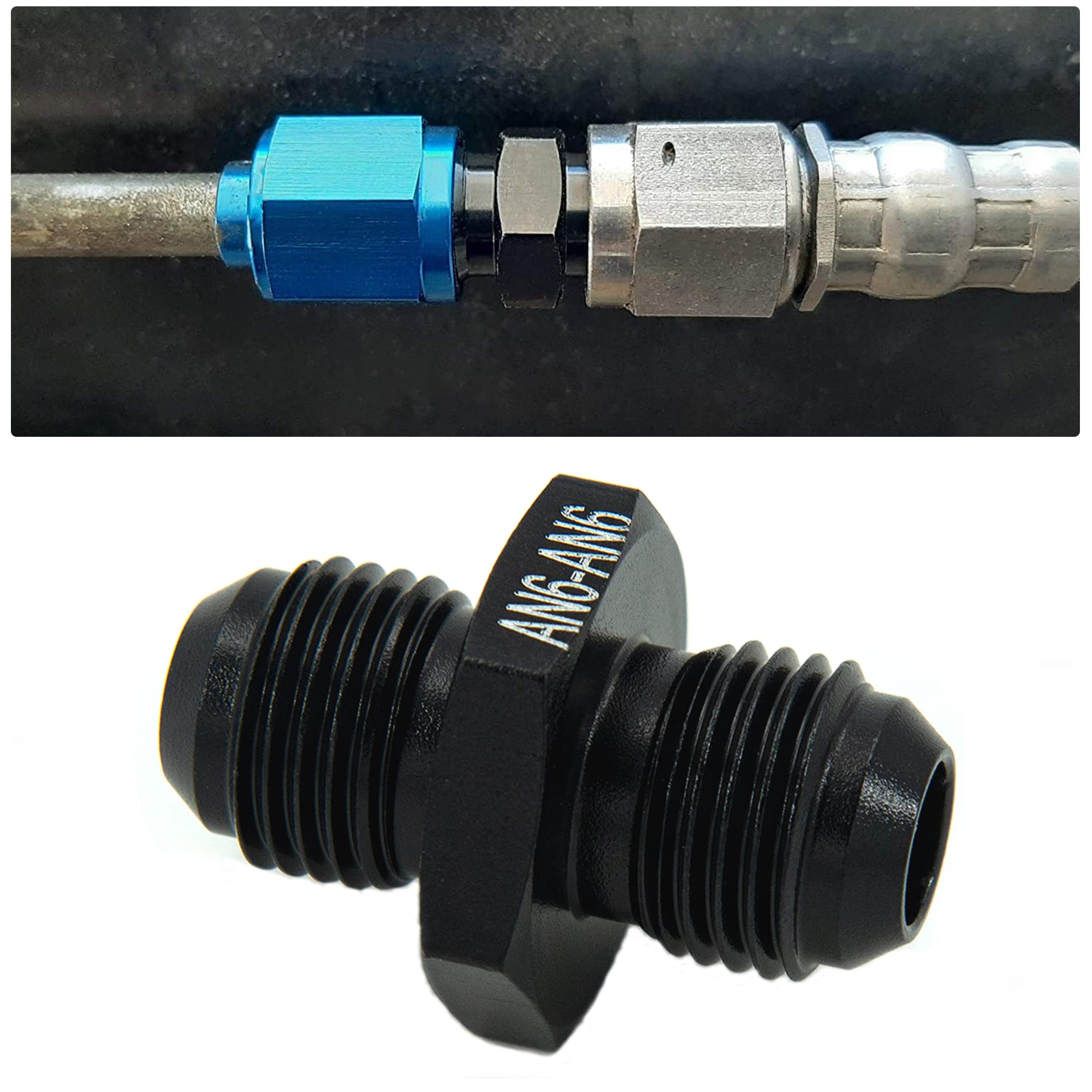 AN Fittings 2-Pack 10AN Male Flare Coupler Unions - Straight Fuel Hose Adapter Fittings In Black Aluminum High Flow Fuel Line Connector - Foto 9