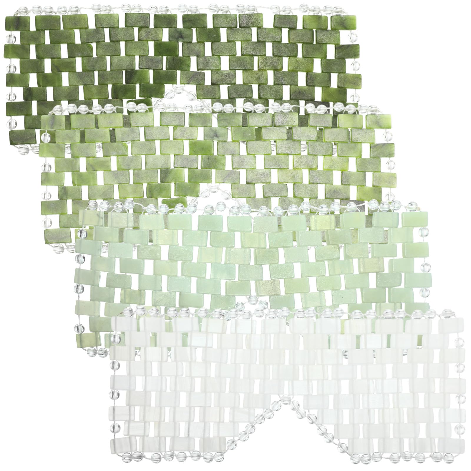Coume 4 Pcs Jade Eye Mask Reusable Sage Green Facial Cooling Mask for Hot and Cold Anti-Aging Therapy to Reduce Wrinkles Puffiness Migraines Crystal
