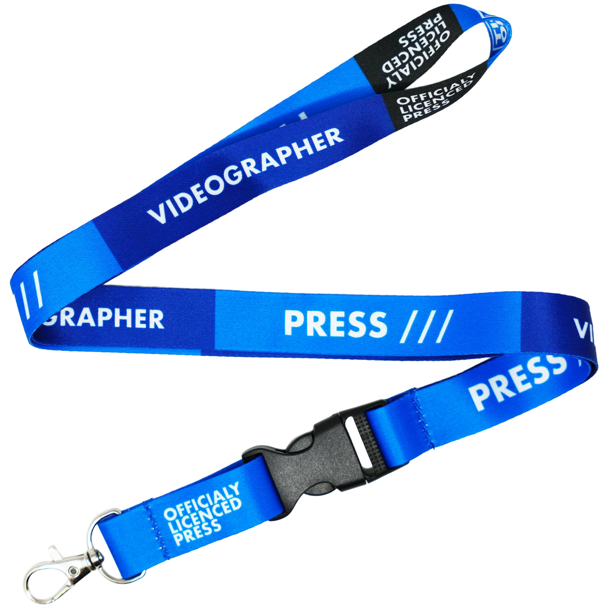 Panda Loco Offiical Press Lanyard with Detachable Clip, Blue and Navy (VIDEOGRAPHER)