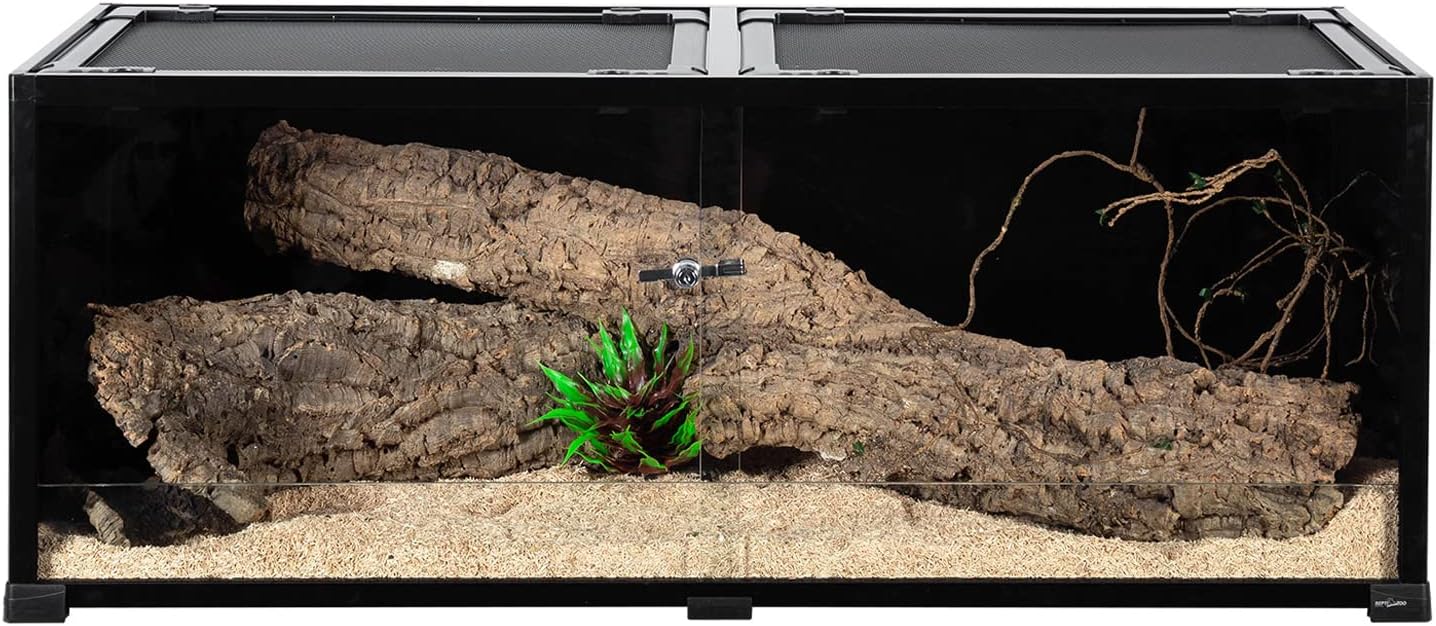 REPTI ZOO Glass Reptile Terrarium 64 Gallon Black-Tinted ECO Reptile Tank 48" X 18" X 18" 48"W X 18"D X 18"H (64Gallon)