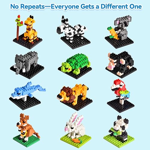 Miniatura 3 de FUN LITTLE TOYS Recuerdos de fiesta para niños, juegos de bloques de construcción de mini animales, bolsas de regalo para niños, premios de juguetes