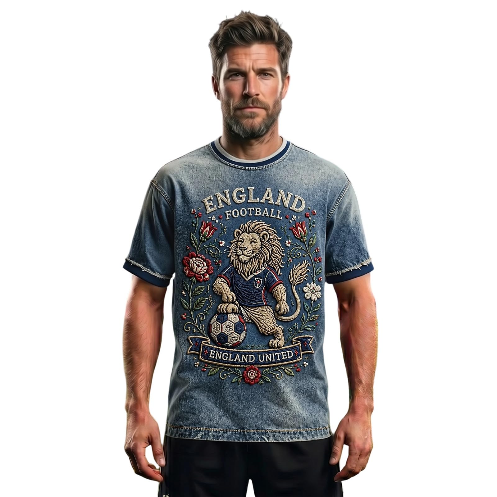 England Men's Football World Cup Sports Shirt Crew Neck Short Sleeve T-Shirt Outdoor Leisure Shirt Summer Short Sleeve Shirt Breathable Lightweight Training Shirt Regular Fit Tops, S Light Blue, M