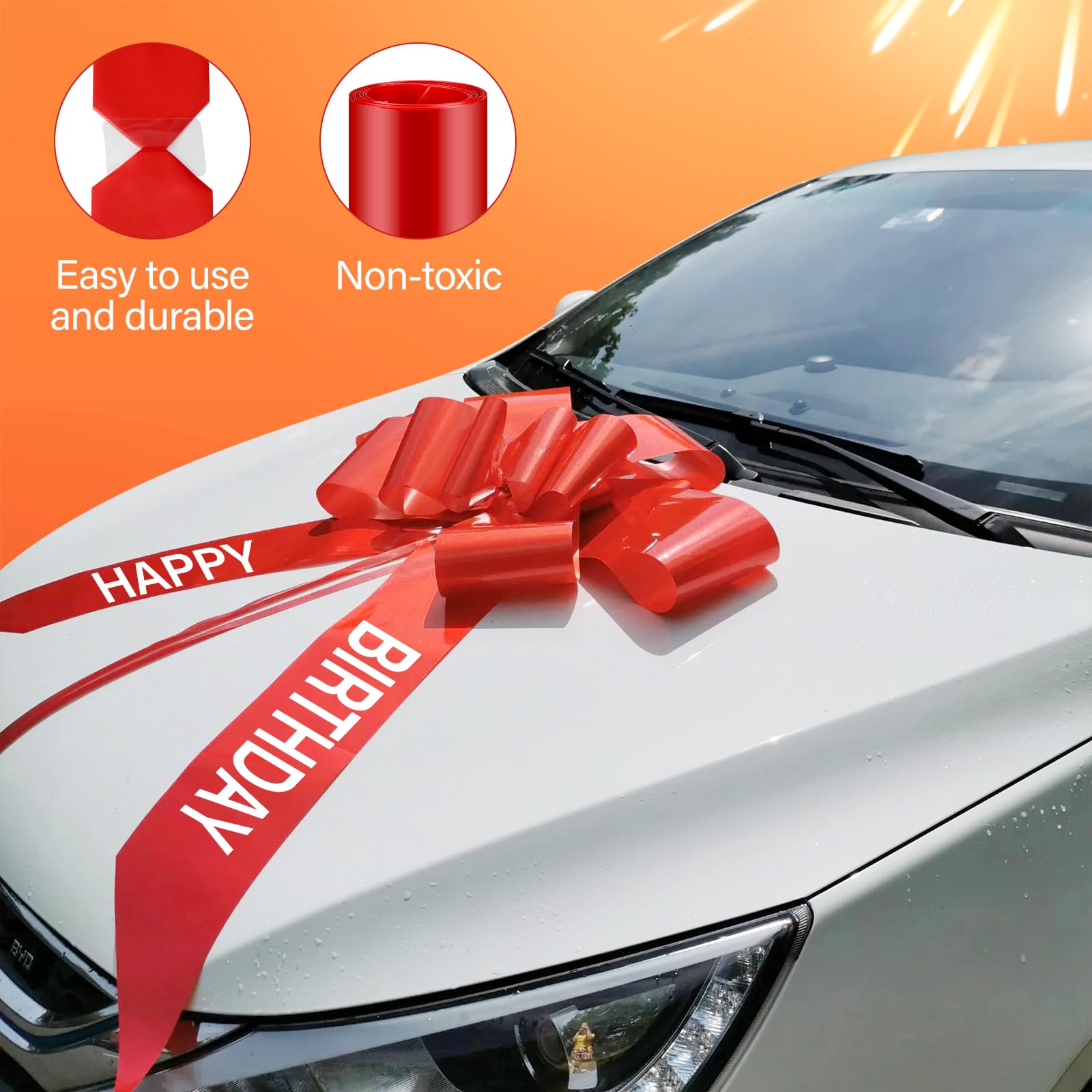 Fiocco Regalo Gigante Rosso 76 Cm Con Ventose – Per Auto, Biciclette E Decorazioni Di Matrimonio E Compleanno