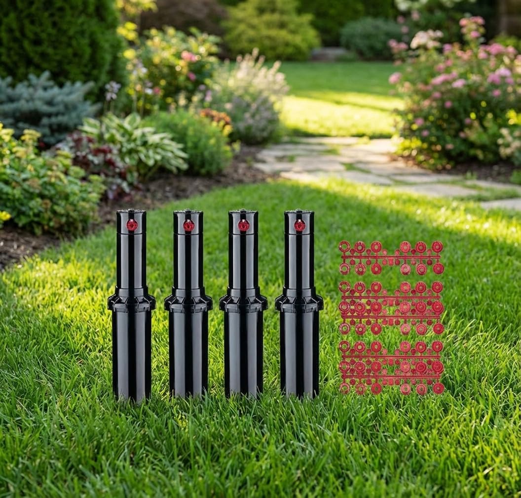 Suinga Aspersor de Riego Hunter PGP-Adj 3/4'' con Llave | Pack 6 Aspersor de Jardin Emergente 6,4-15,8 Metros | Aspersor Riego Cesped | Riego Automatico Ajustable Profesional